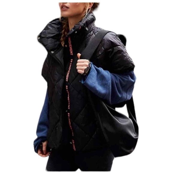 Free People Chill Out Packable Puffer Poncho Scarf One Size - Picture 2 of 14